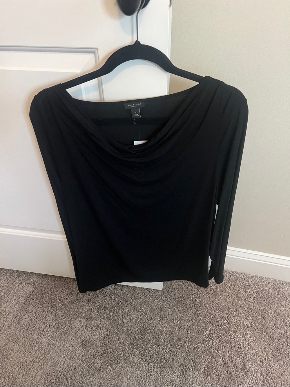 Ann Taylor Black Cowl Neck Long Sleeve Top